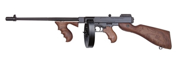 Picture of Thompson 1927A-1 45 ACP Caliber with 16.50" Barrel, 20+1 Capacity (Stick), 100+1 Capacity (Drum), Blued Metal Finish, American Walnut Stock Wood Grip Right Hand T5100D