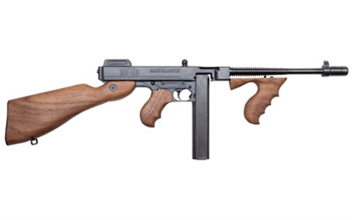 Picture of Auto Ordnance 1927A1 Deluxe, Semi-automatic, 45ACP, 10.5" Barrel, Black Finish, Walnut Stock, Adjustable Sights, 20Rd Stick Magazine, (Will Accept 30Rd Drum Magazine) Carry Case T1SB
