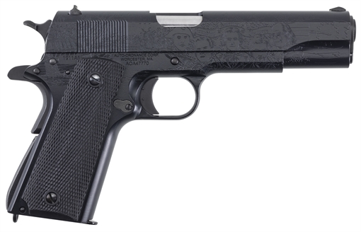 Picture of AUTO ORDNANCE 1911 HGA 45ACP 5" BBL BLACK CERAKOTE REVOLUTION 1911 ENGRAVED 7/RD MAG 1911BKOC7R