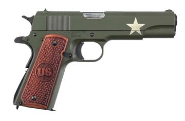 Picture of AUTO ORDNANCE 1911 TANKER HGA 45ACP 5" BBL OD GREEN CERAKOTE ENGRACED WHITE TANKER STAR 7/RD MAG 1911BKOC11