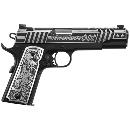 Picture of Auto-Ordnance Auto-Ordnance United We Stand Custom 1911 Pistol 45 ACP 5 in. Black and Silver 7 rd. Night Sights 1911TCAC5N