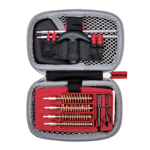 Picture of Real Avid Gun Boss, Cleaning Kit, For.22, .357, .38, 9mm, .40, .45 Caliber Firearms, T-Handle, Brushes, Jags, Slotted Tips, Patches, Compact, Weather Resistant Zippered Travel Case with Ballistic Nylon Shell AVGCK310-P AVGCK310P