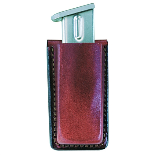 Picture of Bianchi Open Top Mag Pouch Single Tan Leather Belt Clip Compatible w/ 9mm/10mm/40/45 Belts 1.75" Wide 10734