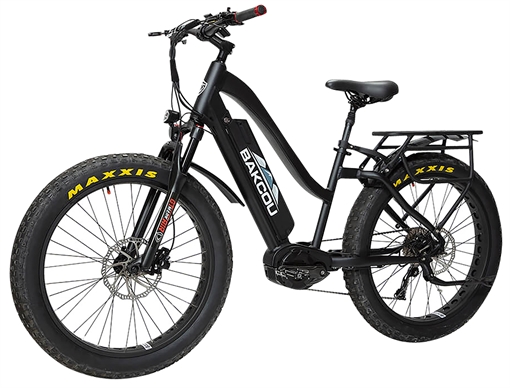 Picture of Bakcou E-bikes Mule ST 26 Matte Black 18" w/Stand Over Height of 26" Frame, Shimano Alivio Hill-Climbing 9 Speed Bafang M620 Ultra Motor, 35+ mph Speed BMST26BB21
