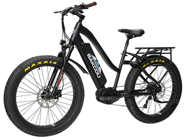 Picture of Bakcou E-bikes Mule ST 26 Matte Black 18" w/Stand Over Height of 26" Frame, Shimano Alivio Hill-Climbing 9 Speed Bafang M620 Ultra Motor, 35+ mph Speed BMST26BB21