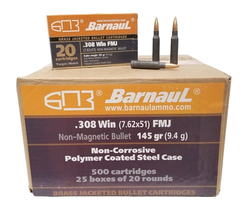 Picture of Barnaul Ammunition .308 Win BRN308WINFMJCOP145-CASE