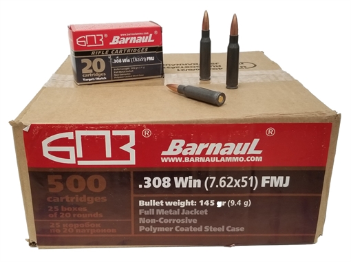 Picture of Barnaul Ammunition .308 Win BRN308WINFMJ145-CASE