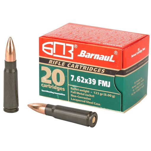 Picture of Barnaul 7.62X39mm 123Gr FMJ Steel Lacquered Case 500 Rounds Ammunition BRN762X39FMJ123