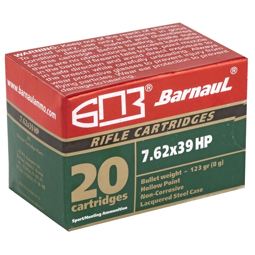 Picture of BARNAUL AMO 7.62X39MM 123GR HP STEEL LACQUERED CASE 20-RD BOX (25 BOXES PER CASE) BRN 762X39 HP123 BRN762X39HP123