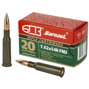 Picture of BARNAUL AMO 7.62X54R 148GR FMJ STEEL LACQUERED CASE 20-RD BOX (25 BOXES PER CASE) BRN 762X54R FMJ148