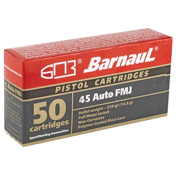 Picture of BARNAUL AMO 45 AUTO 230GR FMJ STEEL POLYCOATED CASE 50-RD BOX (10 BOXES PER CASE) BRR 45AUTO FMJ230 BRN 45AUTO FMJ230