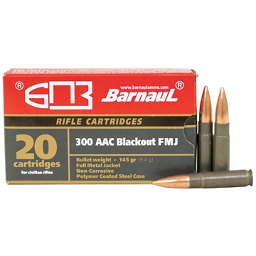 Picture of BARNAUL AMO 300 BLACKOUT 145GR FMJ STEEL POLYCOATED CASE 20-RD BOX ( 25 BOXES PER CASE ) BRN300BLKFMJ145 BRN 300BLK FMJ145
