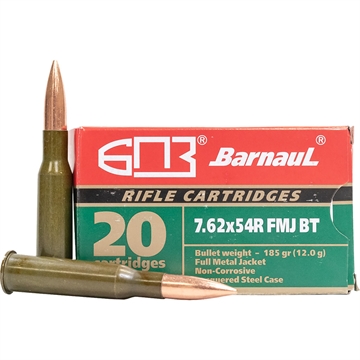 Picture of Barnaul Steel Case Rifle Ammo 7.62x54R 185 gr. FMJBT 20 rd. BRN 762X54R FMJBT185