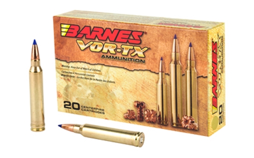 Picture of Barnes VOR-TX, 300WIN, 180 Grain, Tipped Triple Shock X, Boat Tail, Lead Free, 20 Round Box, California Certified Nonlead Ammunition 21538 BB300WM3
