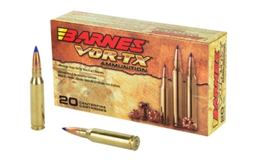 Picture of Barnes VOR-TX, 7MM-08, 120 Grain, Tipped Triple Shock X, Boat Tail, Lead Free, 20 Round Box, California Certified Nonlead Ammunition 21561 BB7MM082