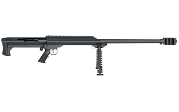 Picture of Barrett Model 99, Single Shot, 50 BMG, 32" Heavy Barrel, QDL Muzzle Brake, Cerakote Finish, Black, Includes Bi-Pod and Leupold MARK 4HD 8-32x56 19945