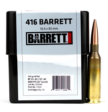 Picture of Barrett Firearms AMMO 416BAR 452GR MTAC 10RD 17222