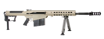 Picture of Barrett M107A1, Semi-automatic Rifle, 50 BMG, 20" Barrel, Cerakote Finish, Flat Dark Earth, Synthetic Stock, Front and Rear Flip Sights, 10 Rounds, 1 Magazine, Monopod, Bipod and Pelican Hard Case Included 18066
