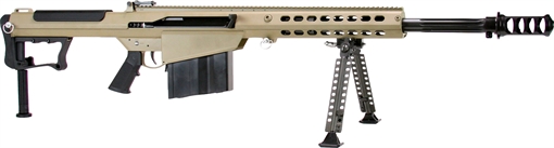 Picture of Barrett M107A1, Semi-automatic Rifle, 50 BMG, 20" Barrel, Cerakote Finish, Flat Dark Earth, Synthetic Stock, Front and Rear Flip Sights, 10 Rounds, 1 Magazine, Monopod, Bipod and Pelican Hard Case Included, Steel Receiver 18066 18066S