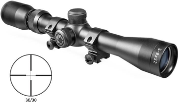 Picture of Barska Plinker-22 Rifle Scope with 3/8" Rings - 3-9x32mm 30/30 Reticle 36-13' FOV 3.5" ER Matte AC10380