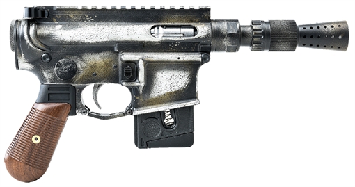 Picture of Battle Arms Development Solo Blaster 22 LR 10+1 5.38" Silver Optic Ready Slide, 3-Tone Battle Worn Frame, Wood Grip, Custom Muzzle Device BAD-SOLO-BLASTER