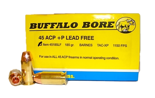 Picture of Buffalo Bore Ammunition Buffalo-Barnes Strictly Business 45ACP +P 185gr Barnes TAC-XP Lead Free 20 Per Box/12 Case 45185LF20