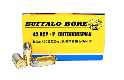 Picture of Buffalo Bore Ammunition Outdoorsman Strictly Business 45ACP +P 255gr Hard Cast Flat Nose 20 Per Box/12 Case 4525520