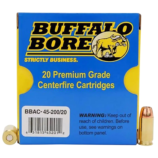 Picture of Buffalo Bore Ammunition Personal Defense Strictly Business 45ACP +P 200gr Jacket Hollow Point 20 Per Box/12 Case 4520020