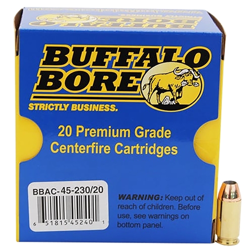 Picture of Buffalo Bore Ammunition Personal Defense Strictly Business 45ACP +P 230gr Jacket Hollow Point 20 Per Box/12 Case 4523020