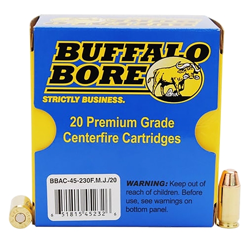 Picture of Buffalo Bore Ammunition Personal Defense Strictly Business 45ACP +P 230gr Full Metal Jacket Flat Nose 20 Per Box/12 Case 45230FMJ20