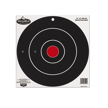 Picture of Birchwood Casey Dirty Bird 12" Bullseye Tagboard Hanging Universal Black/Red 100 Per Pkg 35070