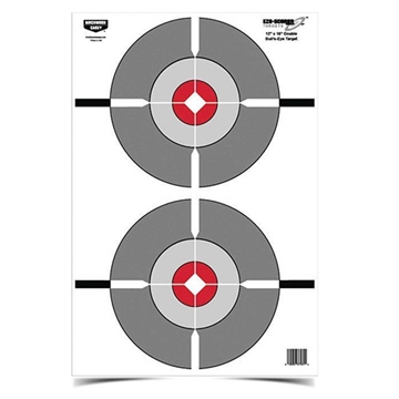 Picture of Birchwood Casey BC- EZE-Scorer Double Bullseye Hanging Paper 12" x 18" Gray/Red 10 Pack BC- 37207