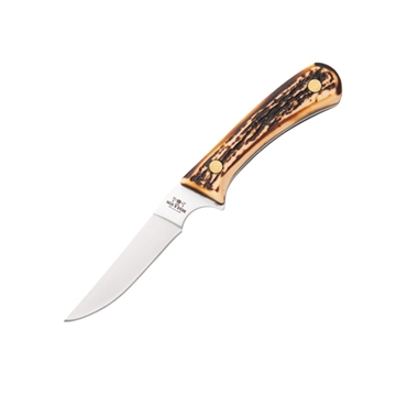 Picture of Bear & Son Bird & Trout Fixed Knife 3" Clip Point Blade Stag Delrin with Leather Sheath 751
