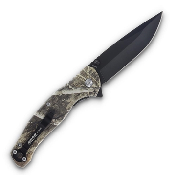 Picture of Bear & Son Edge Brisk 2.0 Folding Knife & Sharpener Combo Drop Point Blade Brown Camo 71827