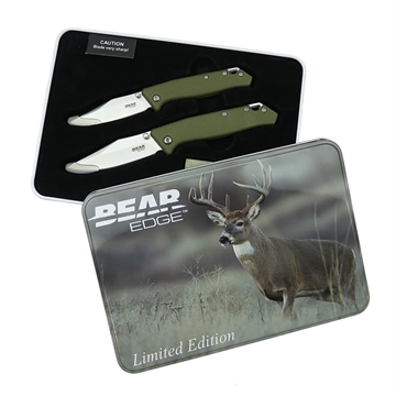 Picture of Bear & Son Limited Edition Gift Tin Two Folding Knife Combo Set OD Green 71829