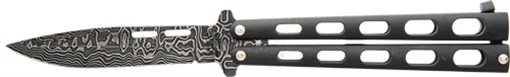 Picture of BEAR & SONS CUTLERY SON BUTTERFLY KNIFE 3.38" BLACK DAMASCUS 115D