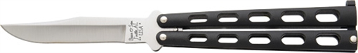 Picture of BEAR & SON BUTTERFLY KNIFE 3.58" BLACK/SS CLIP POINT 114B