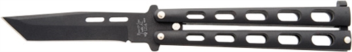 Picture of BEAR & SON BUTTERFLY KNIFE 3.58" BLACK TANTO BLADE 115TANB