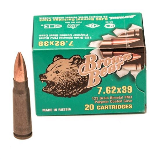 Picture of Bear Ammo 7.62x39mm 123 Grain Full Metal Jacket Polymer 500 Round Case AP762FMJ-500