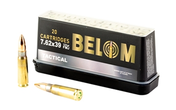 Picture of Belom 7.62X39mm, 123 Grain, Full Metal Jacket, Brass Cased, 20 Round Box BEL8606110608093 BELOM762