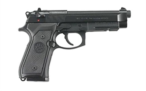 Picture of Beretta M9A1 92FS, Double Action/Single Action, Semi-automatic, Metal Frame Pistol, Full Size, 9MM, 4.9" Barrel, Alloy Frame, Matte Finish, Black, Polymer Grips, Ambidextrous Safety/Decocker, 10 Rounds, 2 Magazines, California Compliant JS92M9A1
