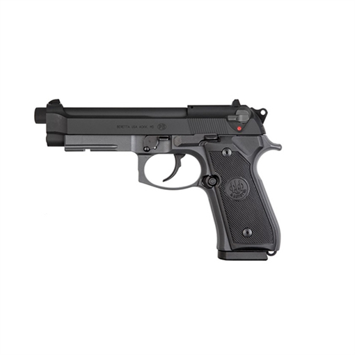 Picture of Beretta USA 92FSR Full Size Frame 22 LR 10+1 5.30" Black Steel Barrel, Black Bruniton Serrated Slide, Sniper Gray Aluminum Frame w/Beavertail & Picatinny Rail, Ambidextrous J90A192FSRF58