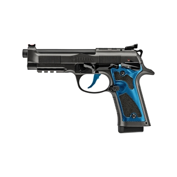 Picture of Beretta 92XI Performance Carry Optic, Midnight Squal, Double/Single Action, Semi-automatic, Full Size, 9MM, 4.9" Barrel, Tinitec Finish, Gray, Optics Ready, Manual Safety, Fiber Optic Front Sight, Blue Aluminum Grips, 18 Rounds, 2 Magazines J92XPCOBL18