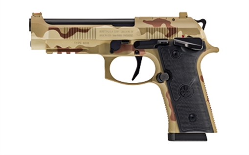 Picture of Beretta 92XI, Combat, Single Action Only, Semi-automatic, Full Size, 9MM, 4.7" Barrel, Ambidextrous Manual Safety, Cerakote Finish, DCU Camo, 10 Rounds, 2 Magazines SPEC0732A10