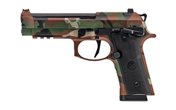 Picture of Beretta 92XI, Combat, Single Action Only, Semi-automatic, Full Size, 9MM, 4.7" Barrel, Ambidextrous Manual Safety, Cerakote Finish, BDU Camo, 18 Rounds, 2 Magazines SPEC0731A18