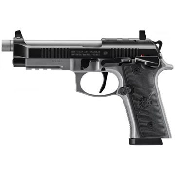 Picture of Beretta 92XI SAO Tactical, Semi-automatic, Single Action Only, Full Size Pistol, 9MM, 5.1" Threaded Barrel, 1/2x28, Cerakote Finish, Black Slide and Controls, Silver Frame and Barrel, Optic Ready, Ambidextrous Safety, Suppressor Sights, 15 Rounds, 2 Magazines J92XFMSA15TB