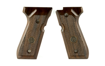 Picture of Beretta 92/96 Series Standard Wood Grips With Medallion, Walnut, Fits Beretta 96, 92FS, 92A1, M9, M9A1, Brigadier, Centurion, Elite Pistols JG92FSW