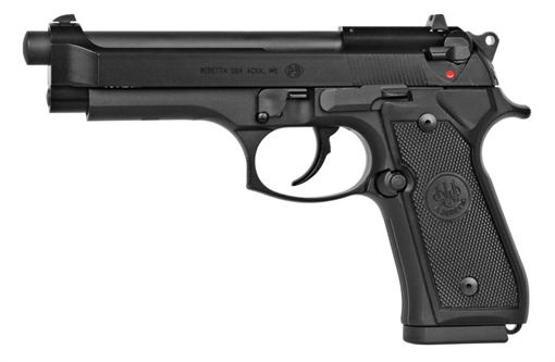 Picture of Beretta M9, Double Action/Single Action, Semi-automatic, Metal Frame Pistol, Full Size, 22LR, 5.25" Barrel, Alloy, Matte Finish, Black, 15 Rounds, 1 Magazine J90A1M9F19