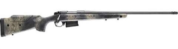 Picture of Bergara Rifles B-14 Wilderness Terrain 6.5 Creedmoor 5+1 24" Threaded, Sniper Gray Cerakote Barrel/Rec, Adj. Cheek Piece SoftTouch Woodland Camo Stock with Mini-Chassis, Omni Muzzle Brake B14S652