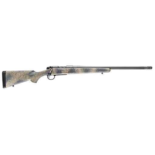 Picture of Bergara B-14 Series Ridge Carbon Wilderness Rifle, Bolt Action Rifle, 300 Winchester Magnum, 24" Carbon Fiber Barrel, Threaded 5/8-24, Omni Muzzle Brake, Fluted Bolt, Cerakote Finish, Black, American Style Synthetic Stock w/ Soft Touch Finish, Right Hand, Hinged Floor Plate, 3 Rounds B14LM511CF